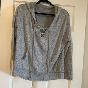 Lulus grey lace up hoodie in XS